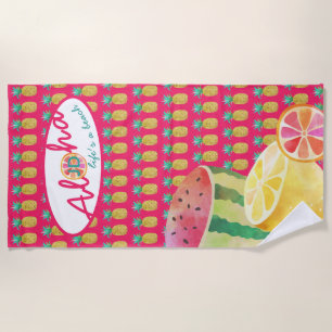 Leben Sie am Strand! Fun Tropical Fruit Mit Monogr Strandtuch