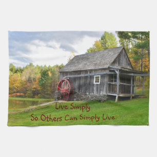 Leben Sie einfach alte Mühle Geschirrtuch