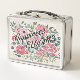Leben Sie Glück-der Blüte in der Blüten- Metall Brotdose