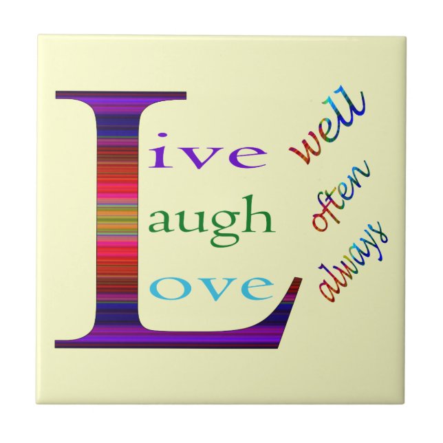 Leben Sie gut, lachen Sie oft, Liebe immer von STa Fliese (Vorderseite)