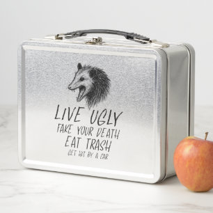 Leben Sie hässlich Fake Ihr Tod essen Müll Funny O Metall Brotdose