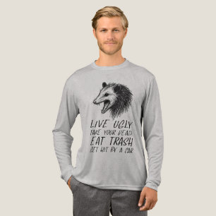 Leben Sie hässlich Fake Ihr Tod essen Müll Funny O Tri-Blend Shirt