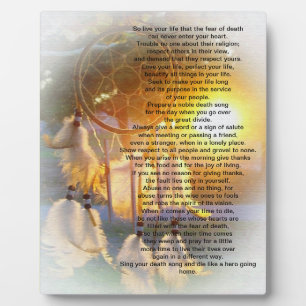 Leben Sie Ihr Leben, Chief Tecumseh Träumer Fotoplatte