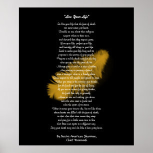 "Leben Sie Ihr Leben" Goldene Feder von Chef Tecum Poster
