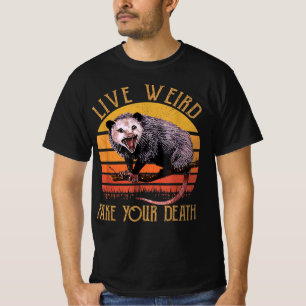 Leben Sie komisches Fake Ihr Tod Opossum Ugly Katz T-Shirt