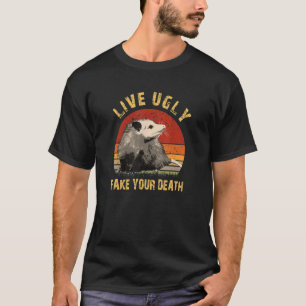 Leben Sie komisches Fake Ihr Tod Opossum Ugly Katz T-Shirt