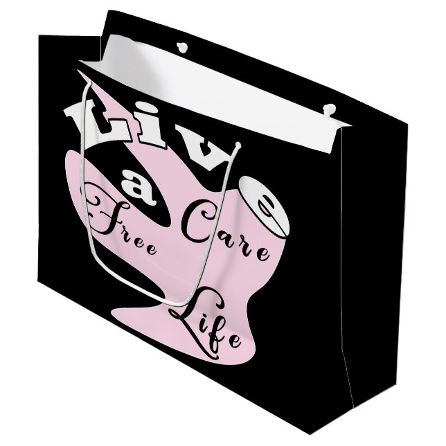 Leben Sie pflegeleichtes Leben große Geschenktasch Große Geschenktüte (Vorderseite Schrägansicht)