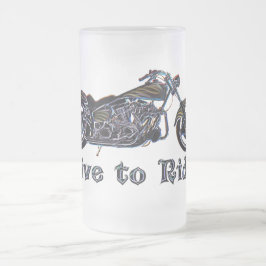 Leben Sie, um Neonmotorrad-Bier-Tasse zu reiten Mattglas Bierglas