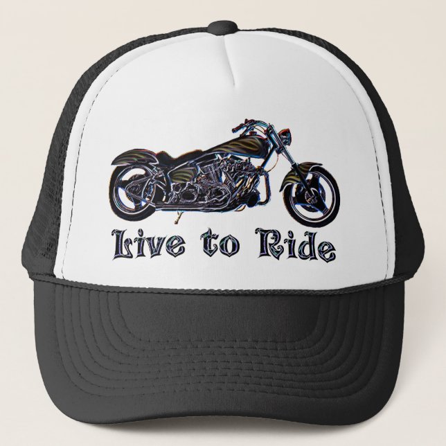 Leben Sie, um Neonmotorrad-Hut zu reiten Truckerkappe (Vorderseite)