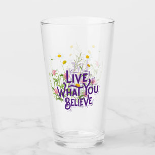 Leben Sie, was Sie glauben, Zitat Lila trocken Blu Glas