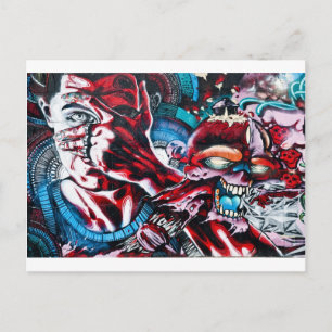 Leben und Tod. Graffiti an der texturierten Wand. Postkarte