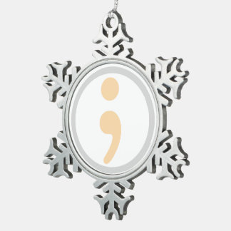 Leben wert lebende Semikolon-Weihnachtsverzierung Schneeflocken Zinn-Ornament
