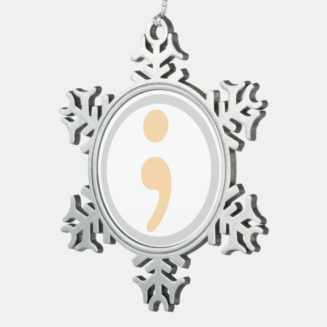 Leben wert lebende Semikolon-Weihnachtsverzierung Schneeflocken Zinn-Ornament (Rechts)
