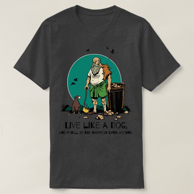 Leben wie ein Hund Diogenes ist coole Philosophie T-Shirt (Design vorne)