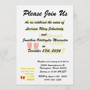 Leben wie ohne salsa gelben Text rot congas Einladung