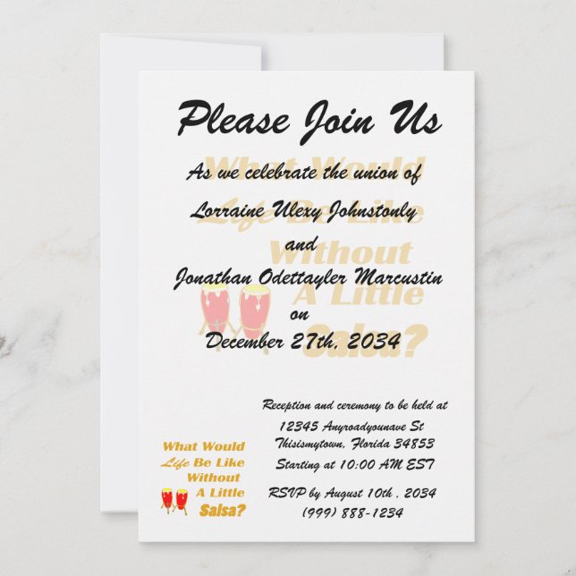 Leben wie ohne salsa orangefarbener Kongas Einladung (Vorderseite)