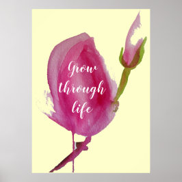 Leben Zitat Rosa Magnolia Rosa Blume Poster