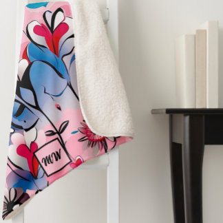 Lebende, blumenreiche Herzen und Blume, Monogramm Sherpadecke