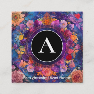 Lebende Blütenblätter Florales Mandala-Design Quadratische Visitenkarte
