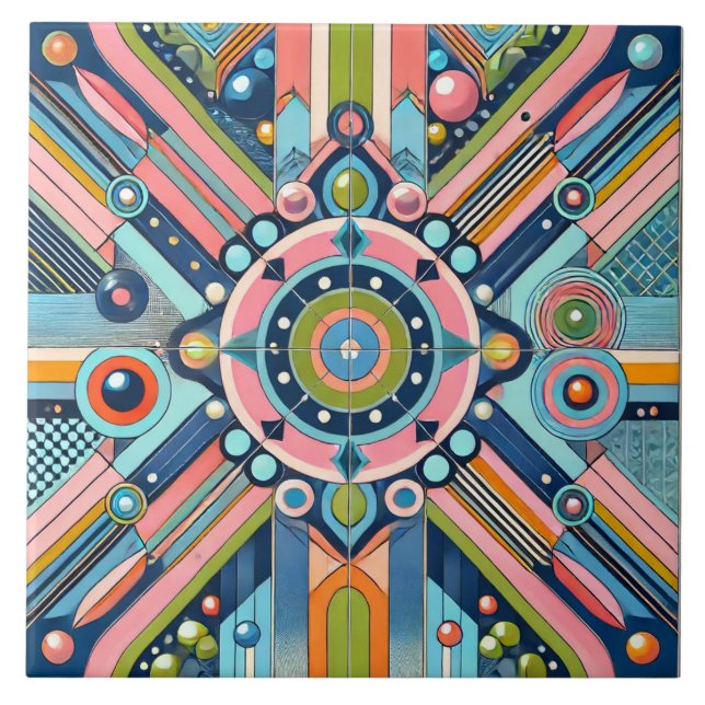 Lebende Gen Z Geometric Tile Fliese (Vorderseite)