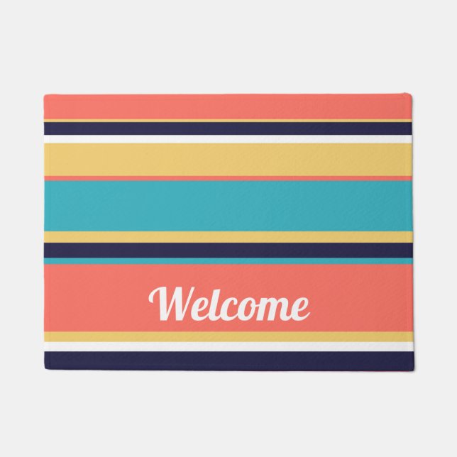 Lebende Korallen, blaue und gelbe Streifen Fußmatte (Vorderseite)