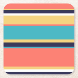 Lebende Korallen, blaue und gelbe Streifen Rechteckiger Pappuntersetzer