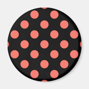 Lebende Korallen-Polka-Punkte auf Schwarz Magnet