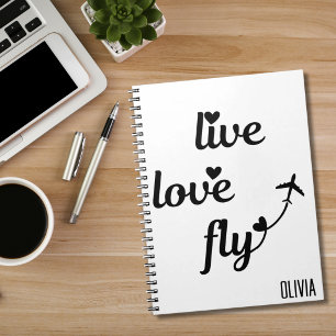 Lebende Liebe FlugTypografie & Herz, Flugzeug Notizblock