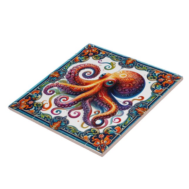 Lebende Oktopus Tile Kunst im Tessin Fliese (Seite)