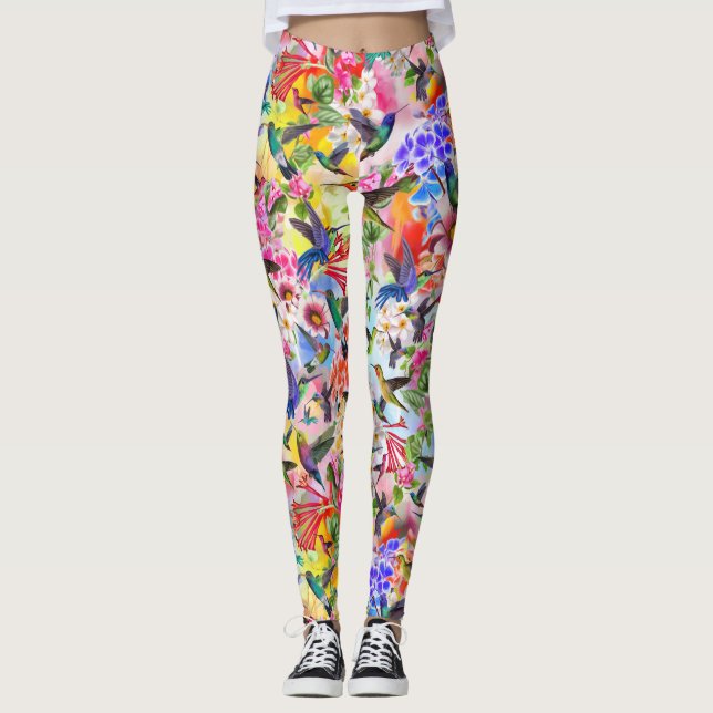 Lebende Vögel und Blume Leggings (Vorderseite)