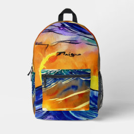 Lebendes Aquarell Sommermeer Sonnenlicht Blau Bedruckter Rucksack