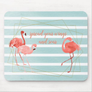 Lebendes korallenrotes Flamingo-Aquarell-Gold Mousepad
