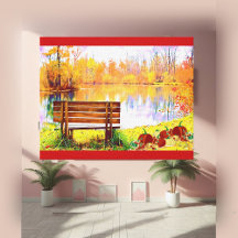 Lebendes Orange Garden Bench Herbst Farbe Herbstbl
