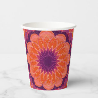 Lebendes Orange mit Lila Kaleidoskop Pappbecher