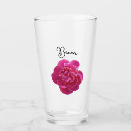 Lebendes rosafarbenes Peony-Blume Personalisiertes Glas