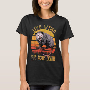 Lebendes seltsames Fake Tod Opossum Ugly Cat Possu T-Shirt