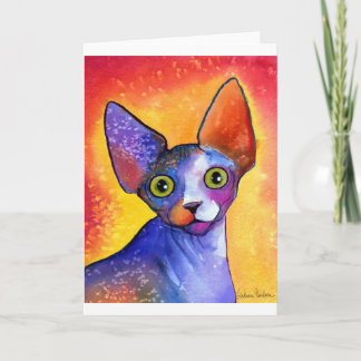 Lebendes Sphynx-Katze 3-Gemälde Karte