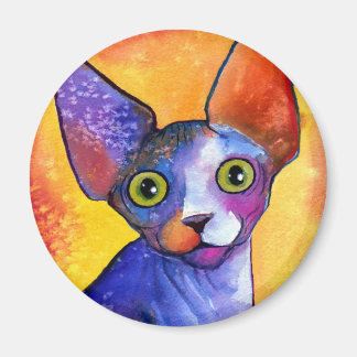 Lebendes Sphynx-Katze 3-Gemälde Magnet