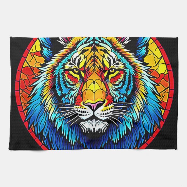Lebendes Tiger-Hartglas Geschirrtuch (Horizontal)
