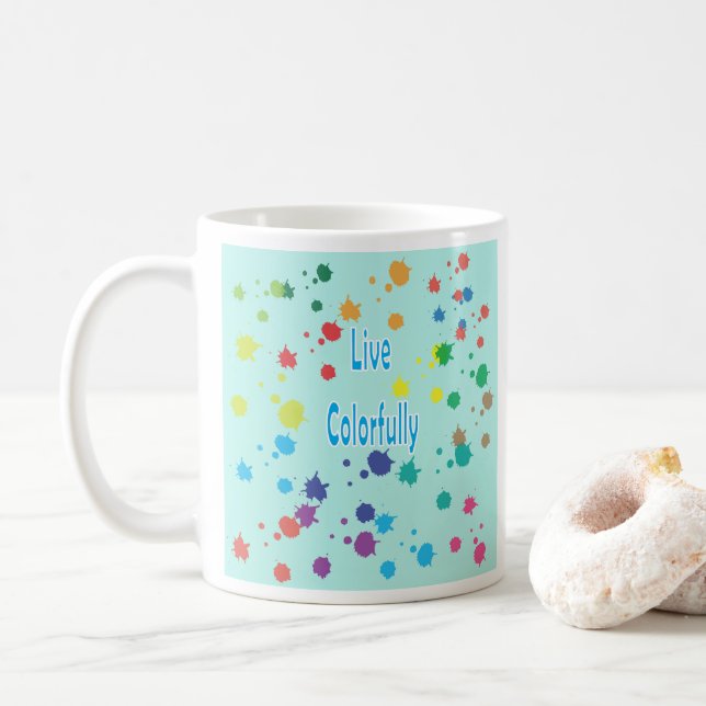 Lebendig Bunt Moderne Farbspritzer-Kaffeetasse Kaffeetasse (Mit Donut)