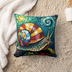 Lebendig Farbige Impasto Whimsical Schnecke Kissen