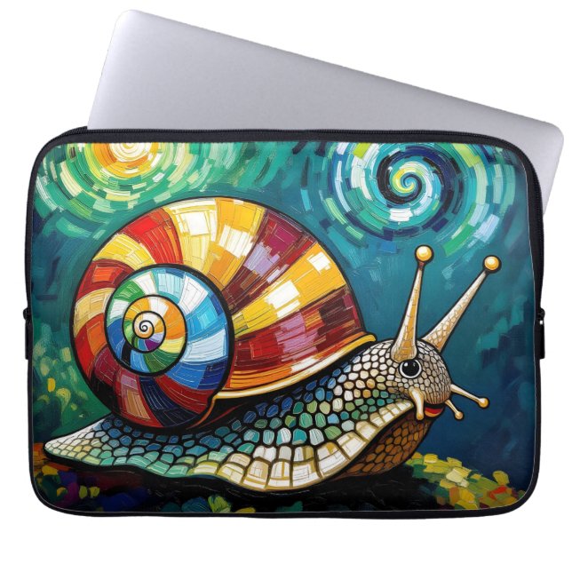 Lebendig Farbige Impasto Whimsical Schnecke Laptopschutzhülle (Vorderseite)