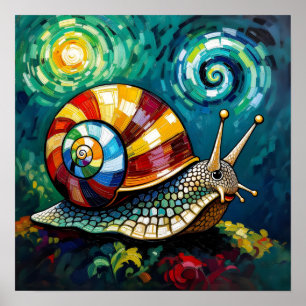 Lebendig Farbige Impasto Whimsical Schnecke Poster