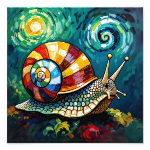 Lebendig Farbige Impasto Whimsische Schnecke Fotodruck