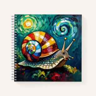 Lebendig Farbige Impasto Whimsische Schnecke Notizbuch