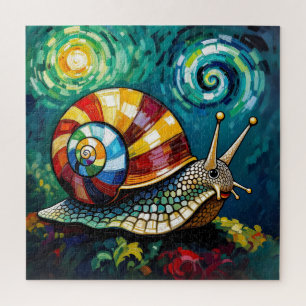 Lebendig Farbige Impasto Whimsische Schnecke Puzzle