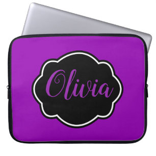 Lebendig, fett, fuchsienfarbenes Lila personalisie Laptopschutzhülle