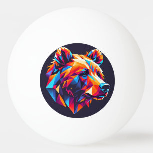Lebendig gefärbte geometrische Bärenillustration Tischtennisball