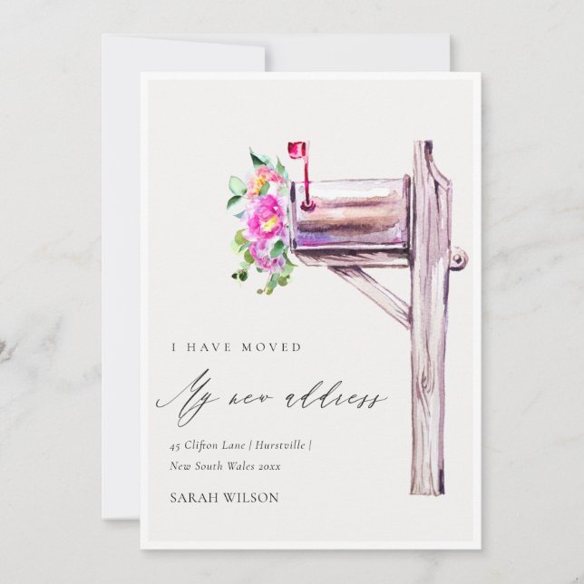 Lebendig rosa florales Postfach Ich habe bewegte K Dankeskarte (Vorderseite)