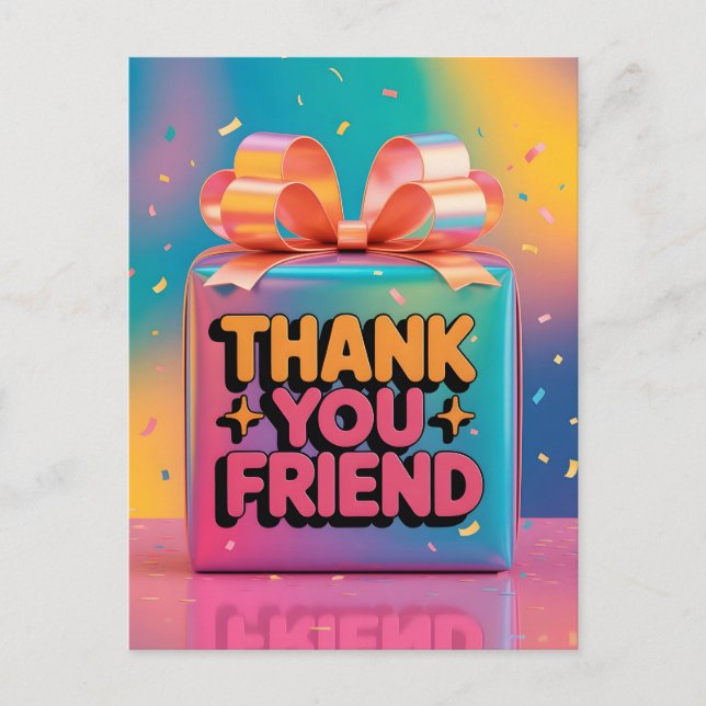 Lebendige 3D-Dankeschön-Freundesgeschenkbox mit Ko Postkarte (Vorderseite)